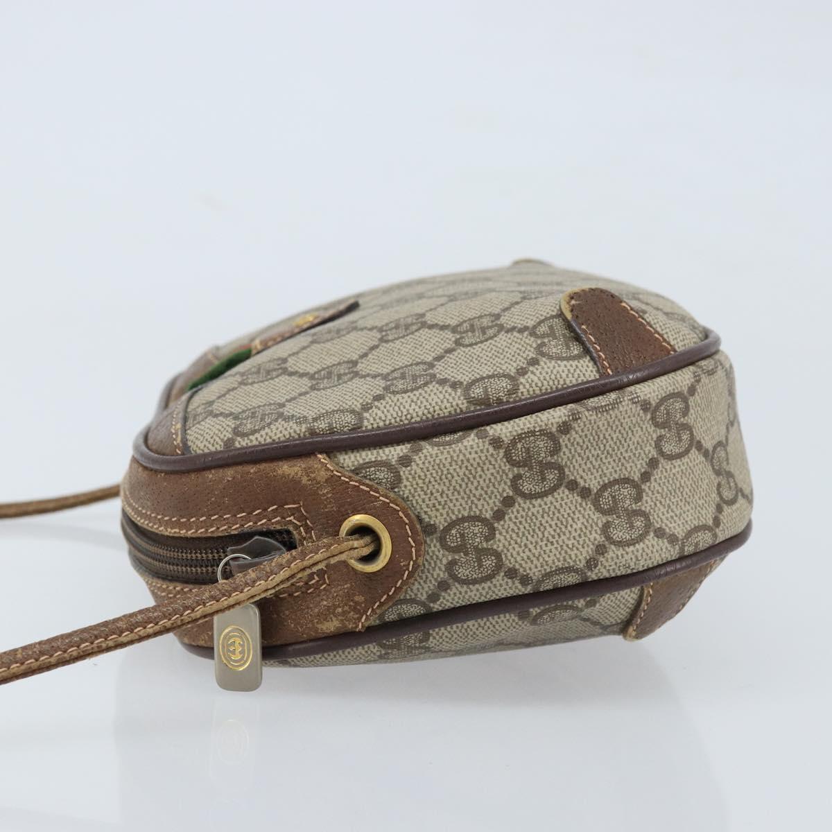 GUCCI GG Supreme Web Sherry Line Bag PVC Beige Gold 89 02 066 Auth 173850
