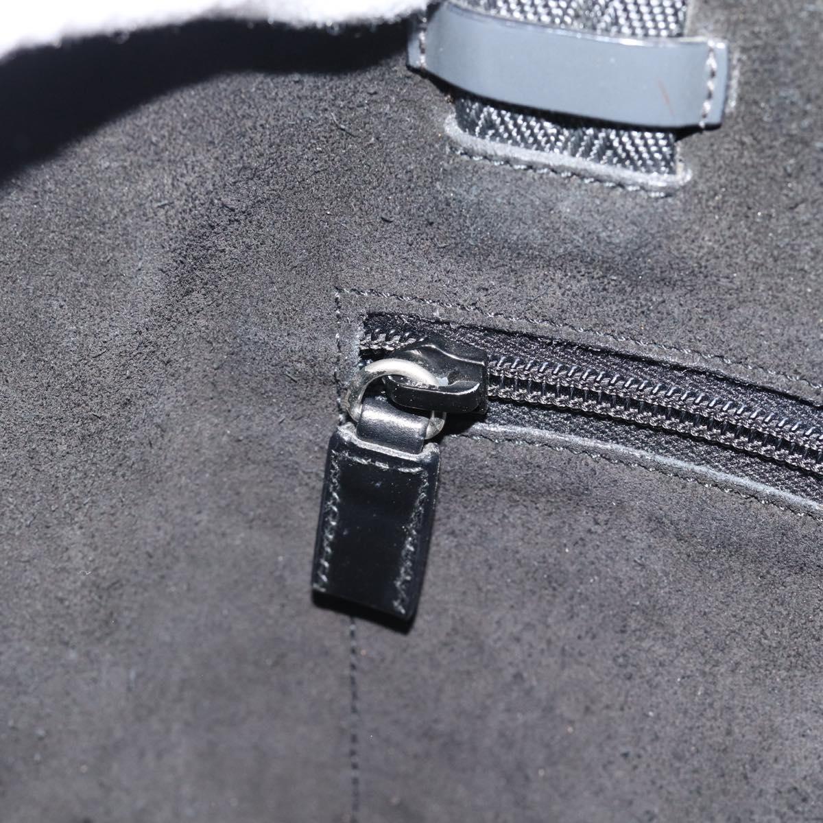 PRADA Tote Bag Leather Black Silver Auth 173853