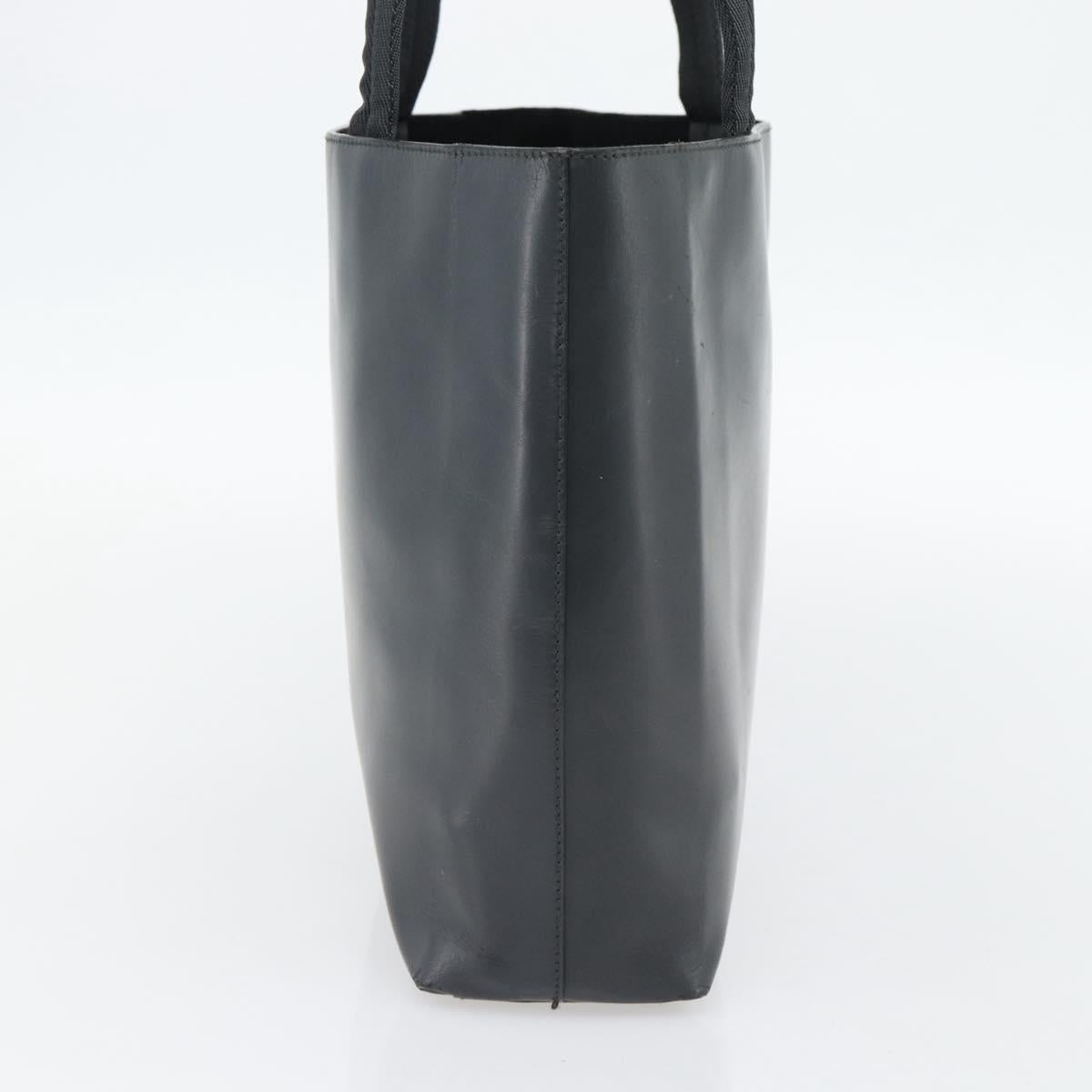 PRADA Tote Bag Leather Black Silver Auth 173853