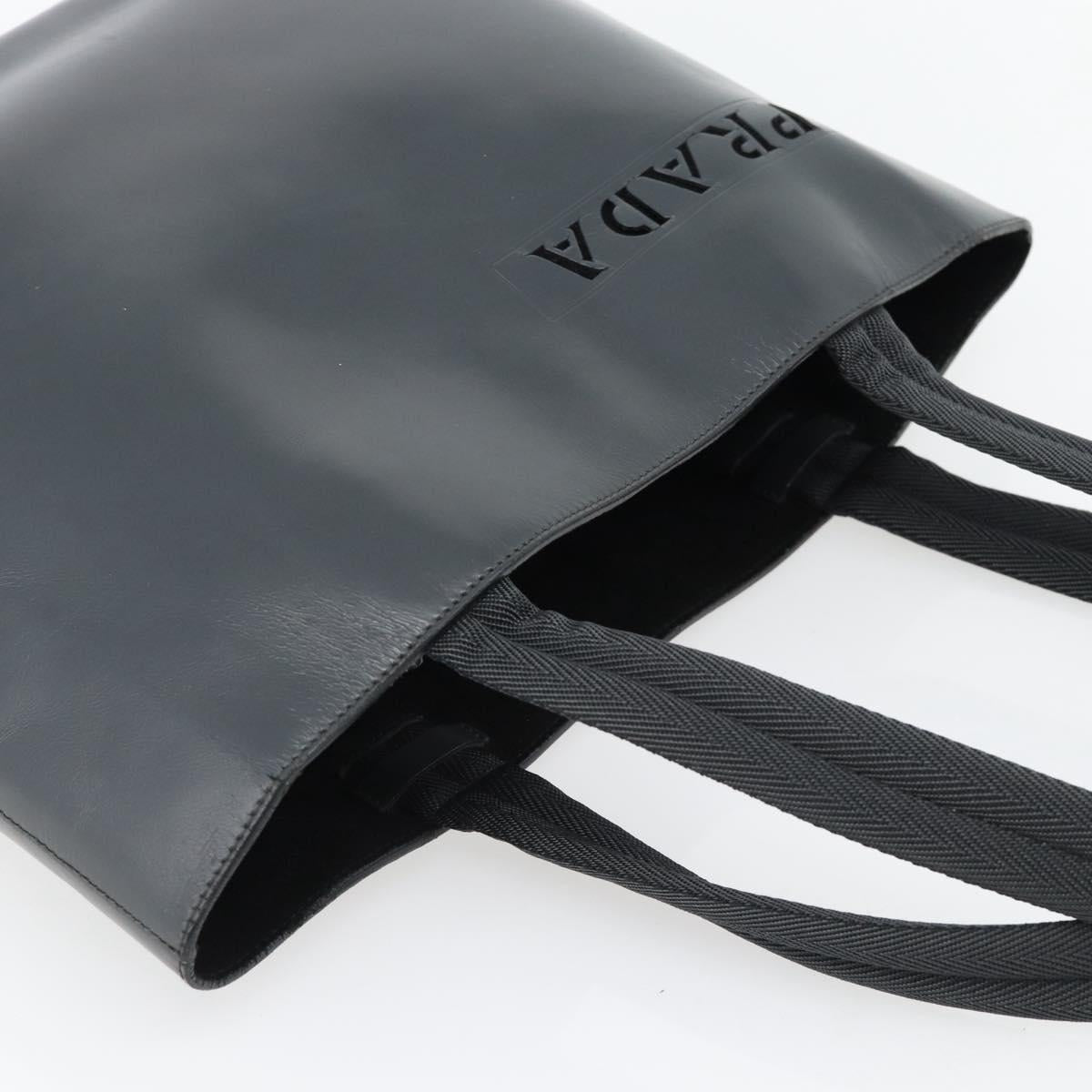 PRADA Tote Bag Leather Black Silver Auth 173853