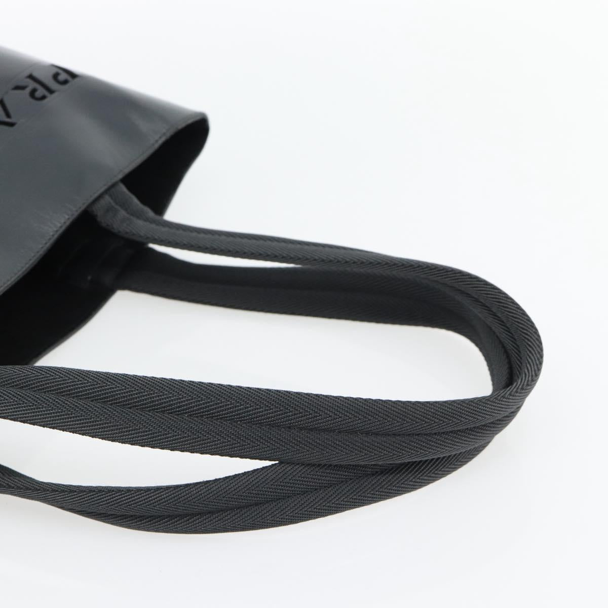 PRADA Tote Bag Leather Black Silver Auth 173853