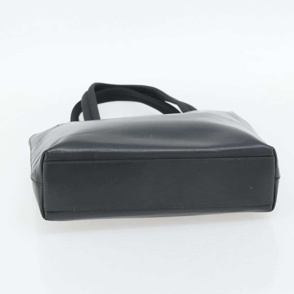 PRADA Tote Bag Leather Black Silver Auth 173853