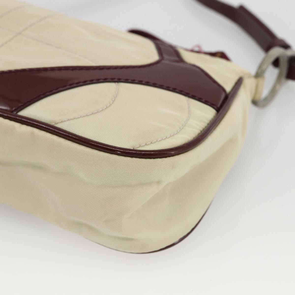 PRADA Shoulder Bag Nylon White Silver Auth 173854