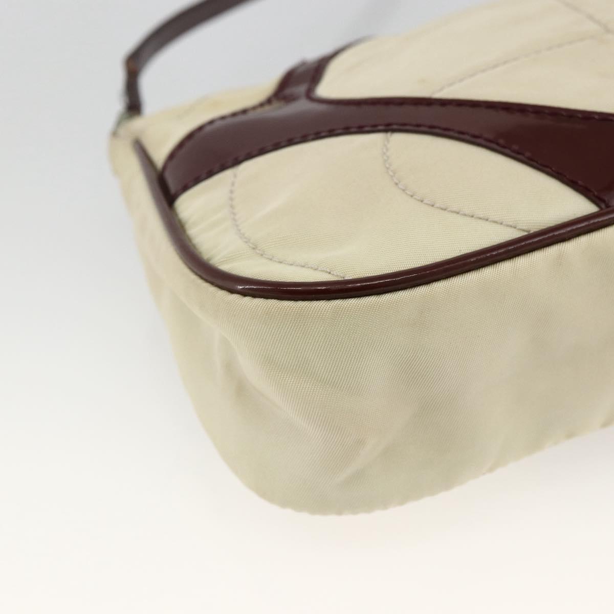 PRADA Shoulder Bag Nylon White Silver Auth 173854