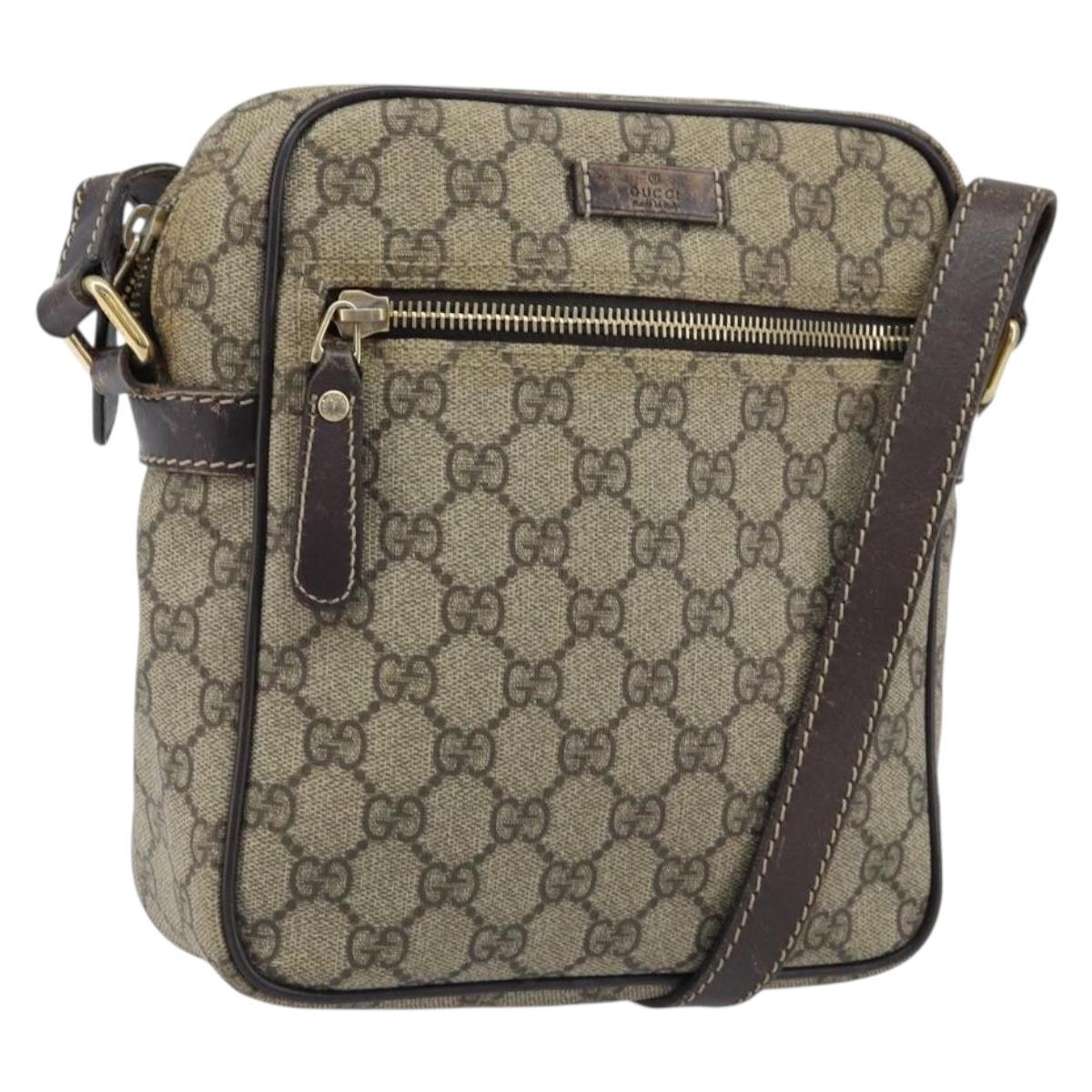 GUCCI GG Supreme Shoulder Bag PVC Beige Gold 233268 Auth 173855