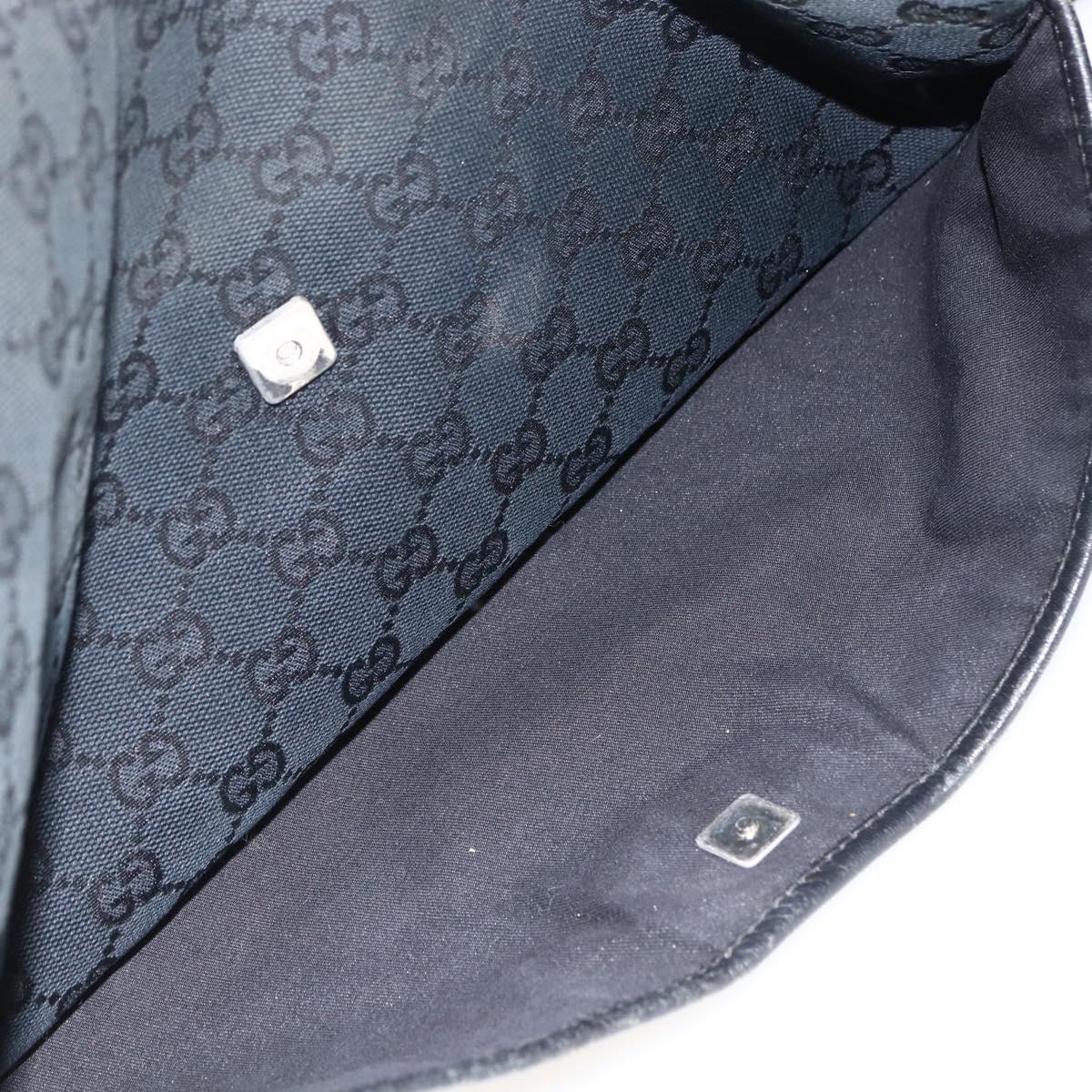 GUCCI GG Canvas Shoulder Bag Black Silver 145856 Auth 173856