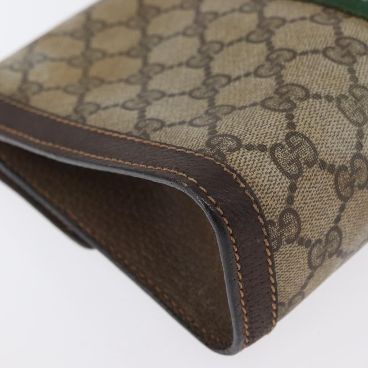 GUCCI GG Supreme Web Sherry Line Bag PVC Beige Gold 67 039 3087 Auth 173857