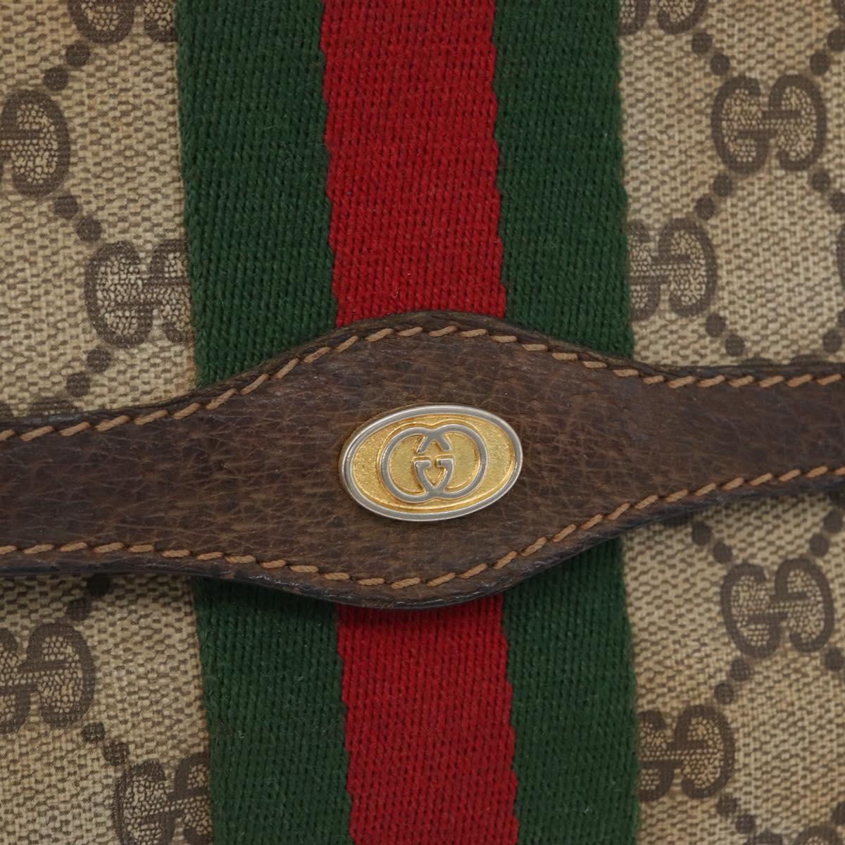 GUCCI GG Supreme Web Sherry Line Bag PVC Beige Gold 67 039 3087 Auth 173857