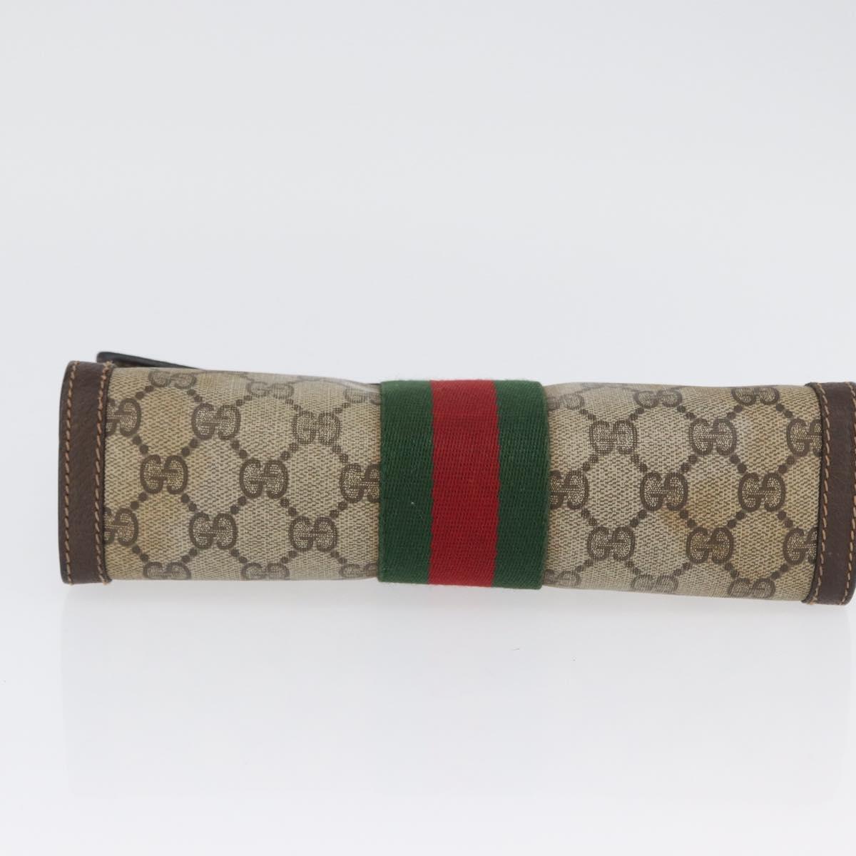 GUCCI GG Supreme Web Sherry Line Bag PVC Beige Gold 67 039 3087 Auth 173857