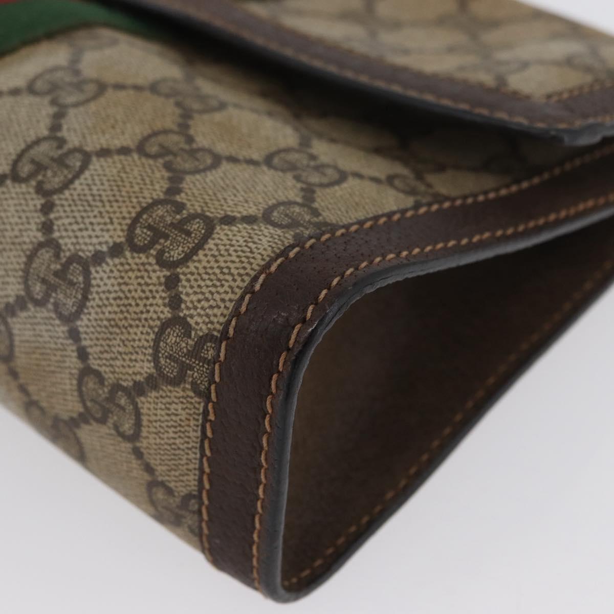 GUCCI GG Supreme Web Sherry Line Bag PVC Beige Gold 67 039 3087 Auth 173857
