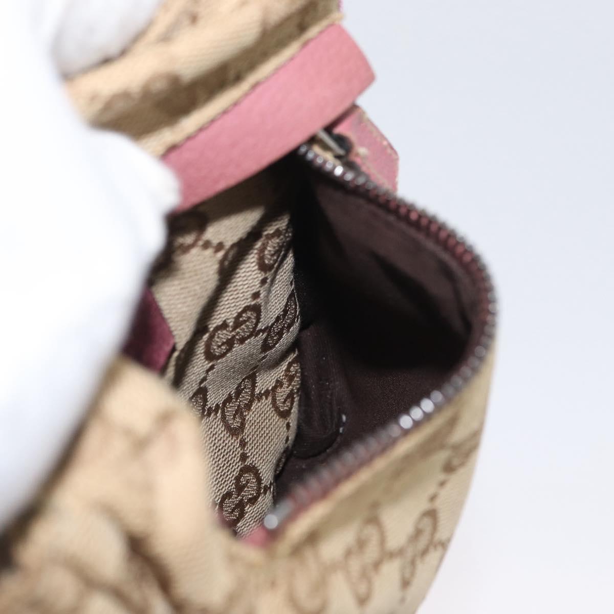 GUCCI GG Canvas Sherry Line Waist bag Beige Silver pink 28566 Auth 173858