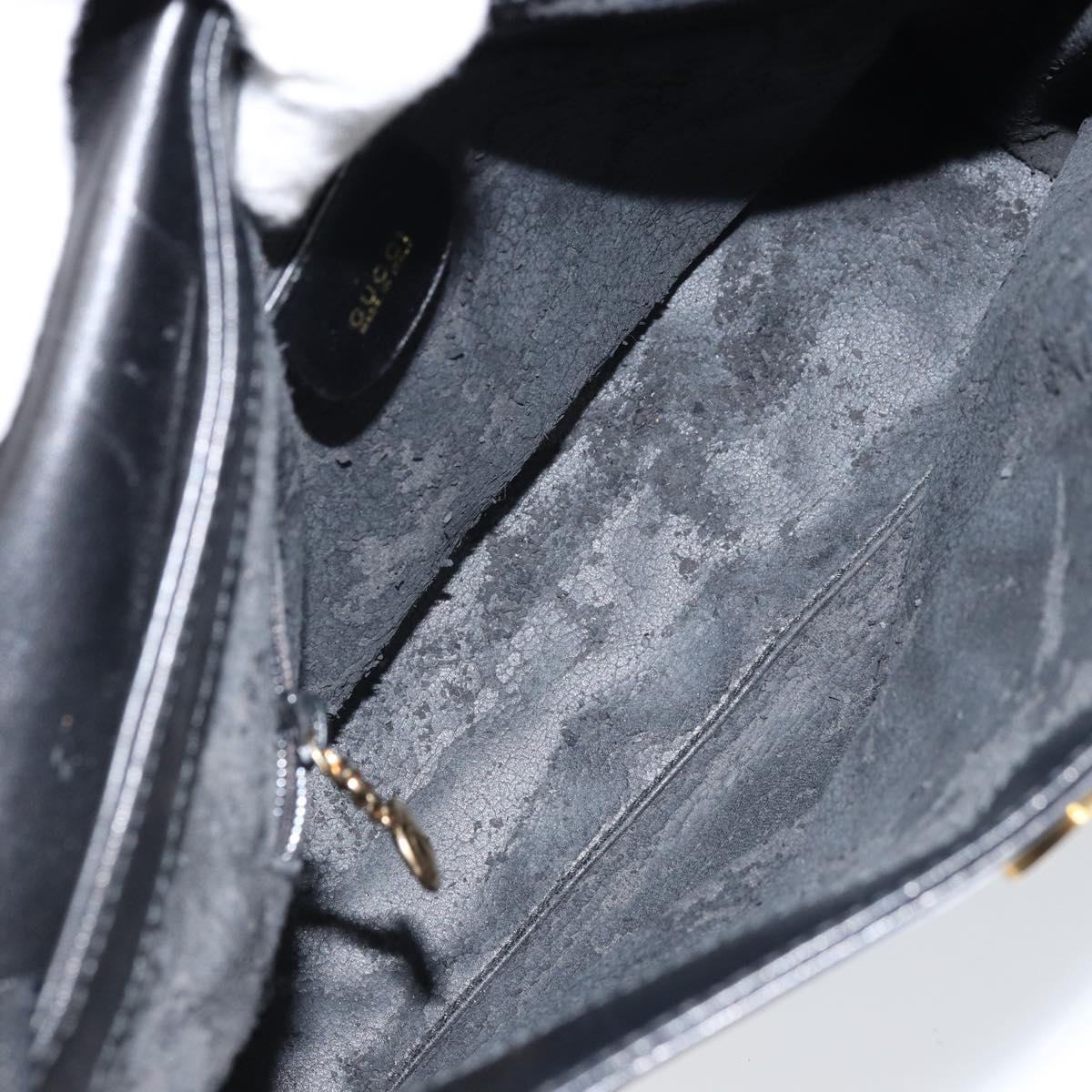 GUCCI Shoulder Bag Leather Black Gold 001 1998 1785 Auth 173859