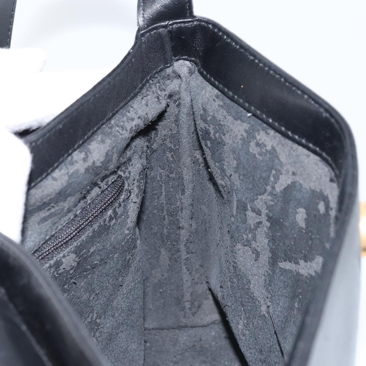 GUCCI Shoulder Bag Leather Black Gold 001 1998 1785 Auth 173859