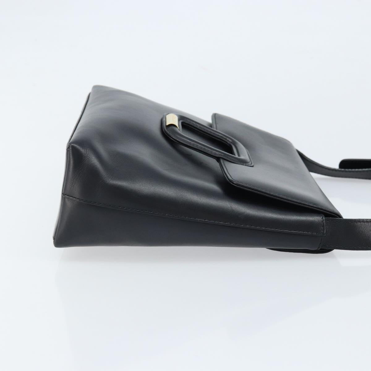 GUCCI Shoulder Bag Leather Black Gold 001 1998 1785 Auth 173859