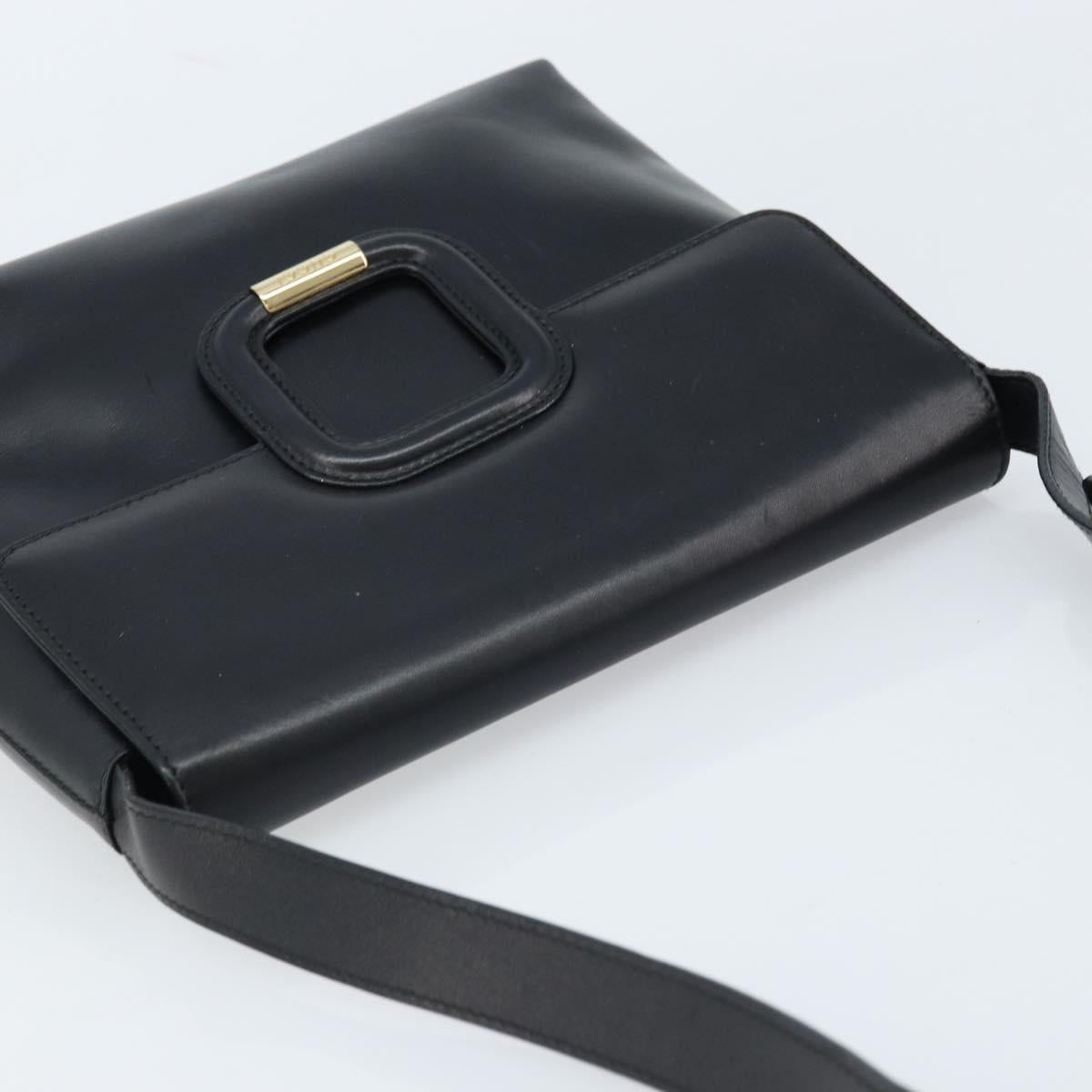 GUCCI Shoulder Bag Leather Black Gold 001 1998 1785 Auth 173859