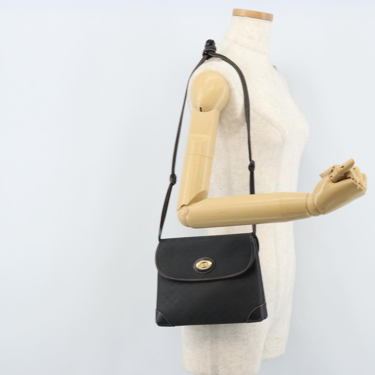 GUCCI Micro GG Supreme Shoulder Bag PVC Black Gold 007 92 5548 Auth 173860
