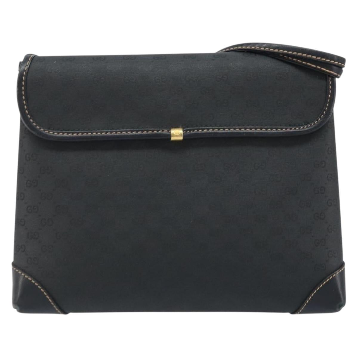 GUCCI Micro GG Supreme Shoulder Bag PVC Black Gold 007 92 5548 Auth 173860