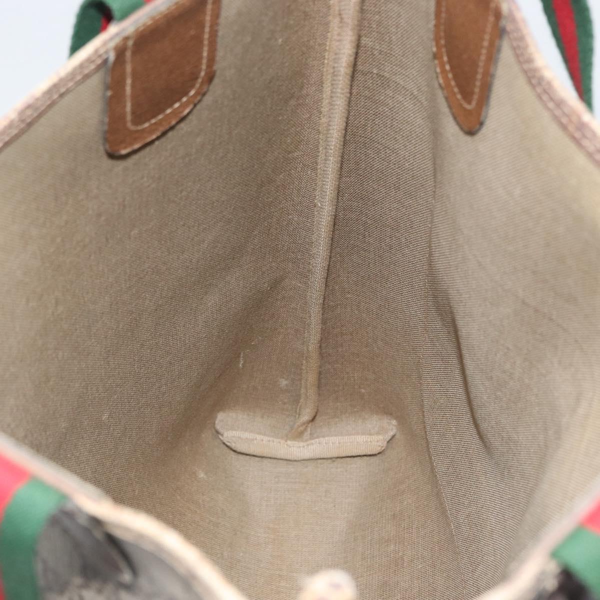 GUCCI GG Supreme Web Sherry Line Tote Bag PVC Beige Red 39 02 0031 Auth 173865