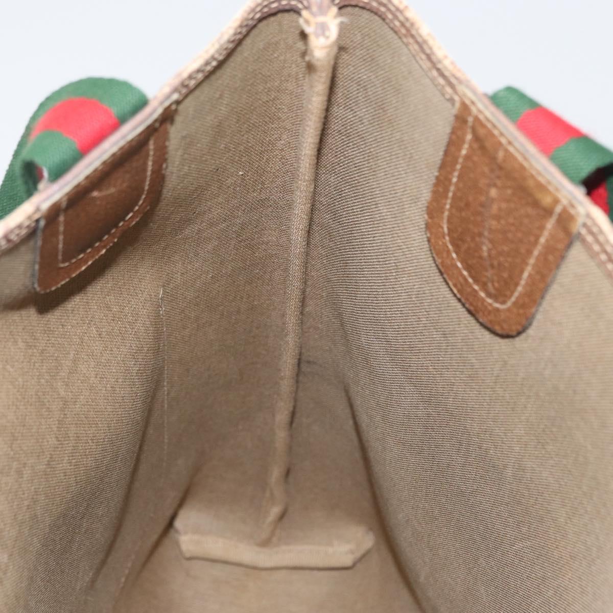 GUCCI GG Supreme Web Sherry Line Tote Bag PVC Beige Red 39 02 0031 Auth 173865
