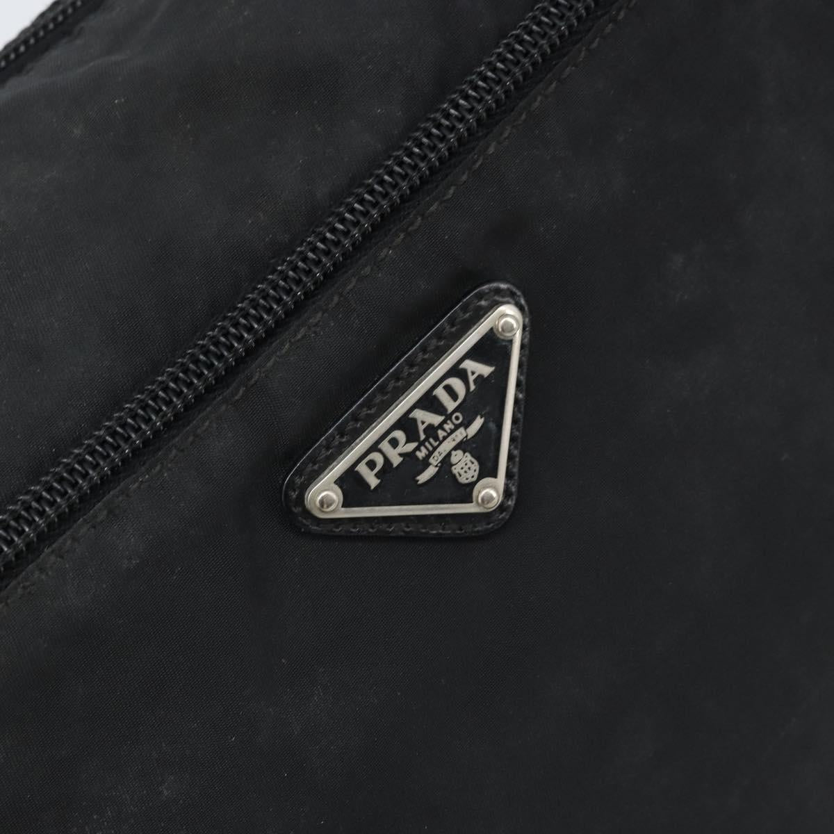 PRADA Shoulder Bag Nylon Black Silver Auth 173868