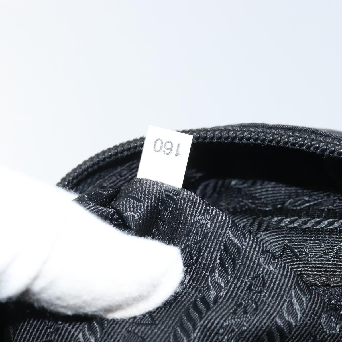 PRADA Shoulder Bag Nylon Black Silver Auth 173868