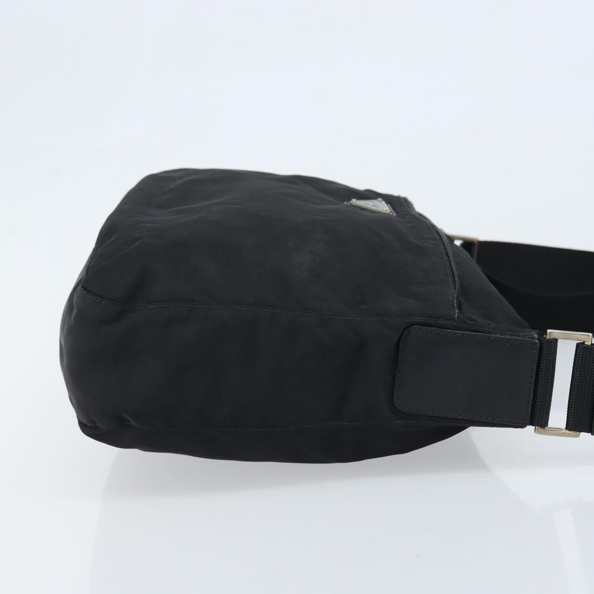 PRADA Shoulder Bag Nylon Black Silver Auth 173868