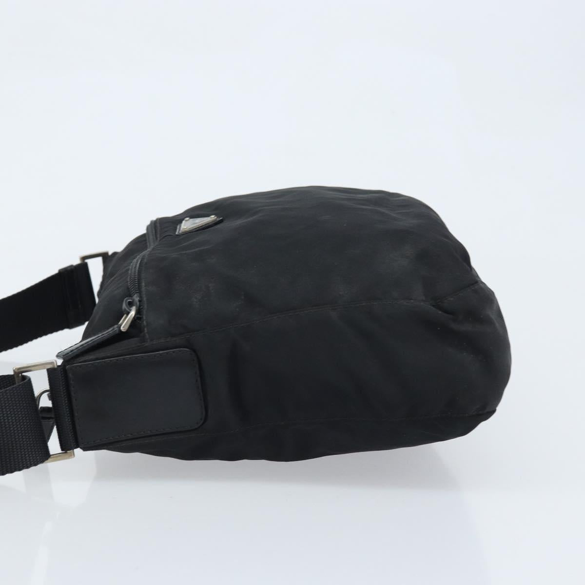 PRADA Shoulder Bag Nylon Black Silver Auth 173868