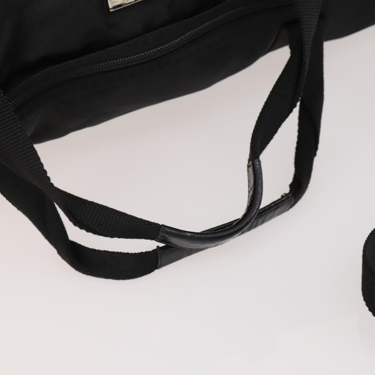 GUCCI Boston Bag Nylon Black Silver 012 0387 Auth 173869