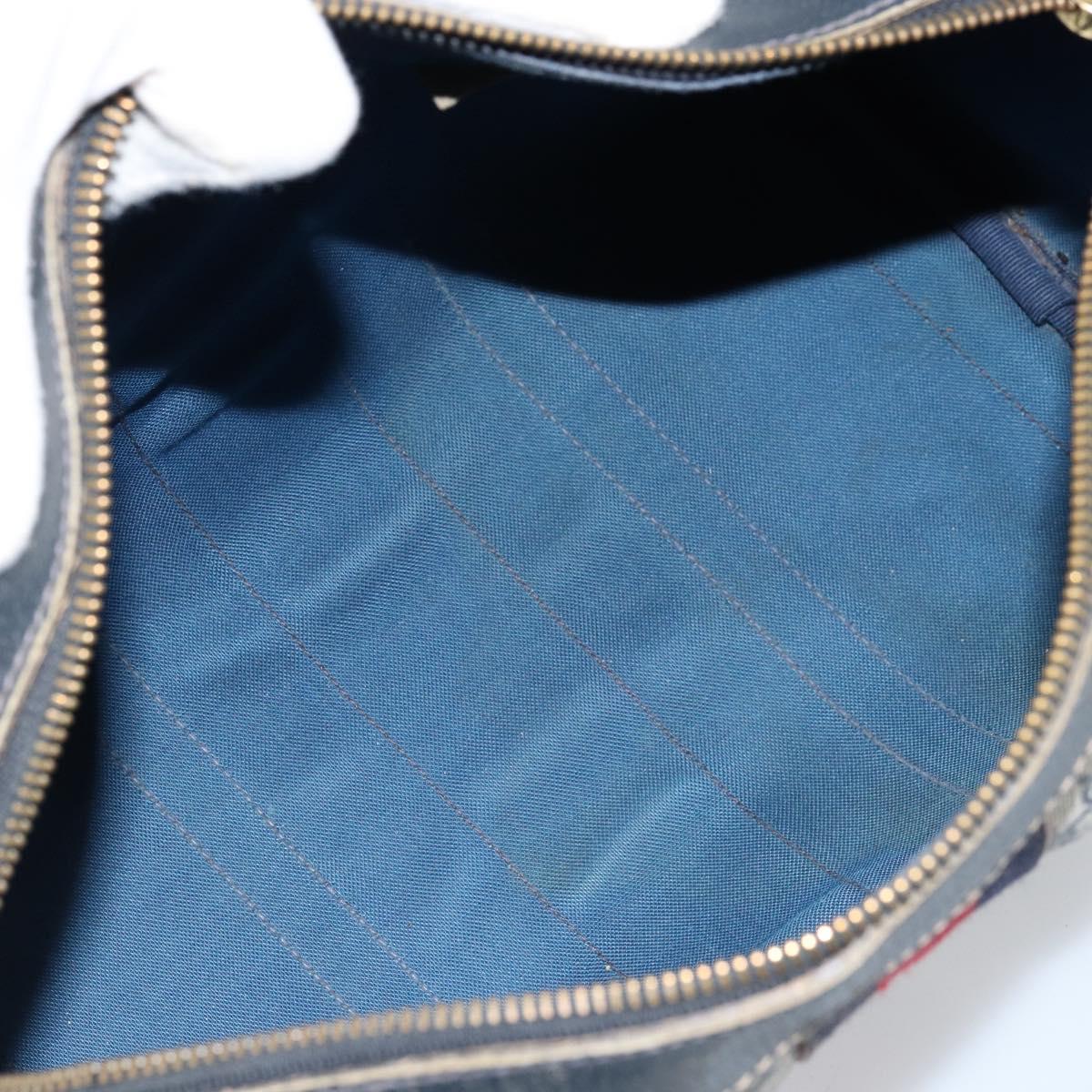 GUCCI GG Supreme Sherry Line Hand Bag PVC Navy Gold Red Auth 173870