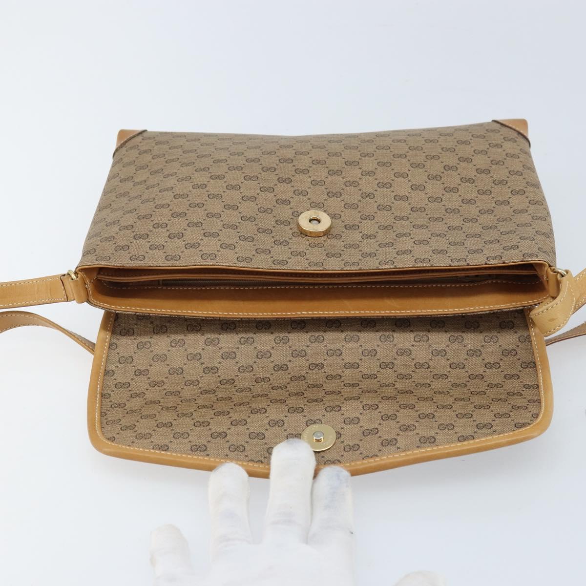 GUCCI Micro GG Supreme Shoulder Bag PVC Beige Gold Auth 173871