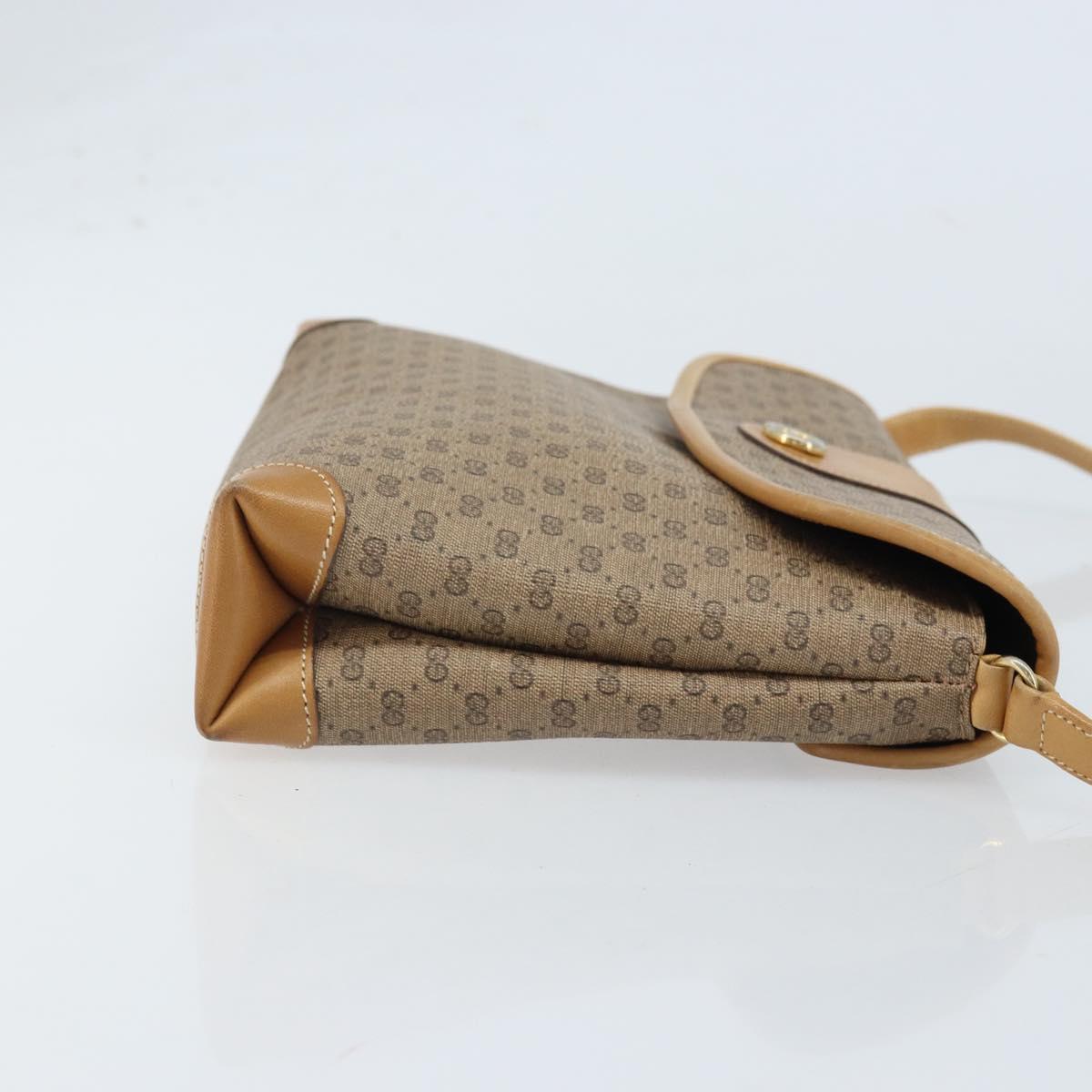GUCCI Micro GG Supreme Shoulder Bag PVC Beige Gold Auth 173871