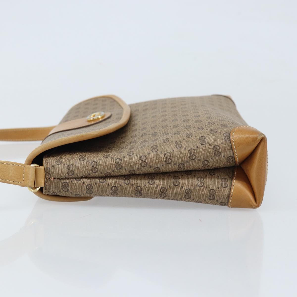 GUCCI Micro GG Supreme Shoulder Bag PVC Beige Gold Auth 173871