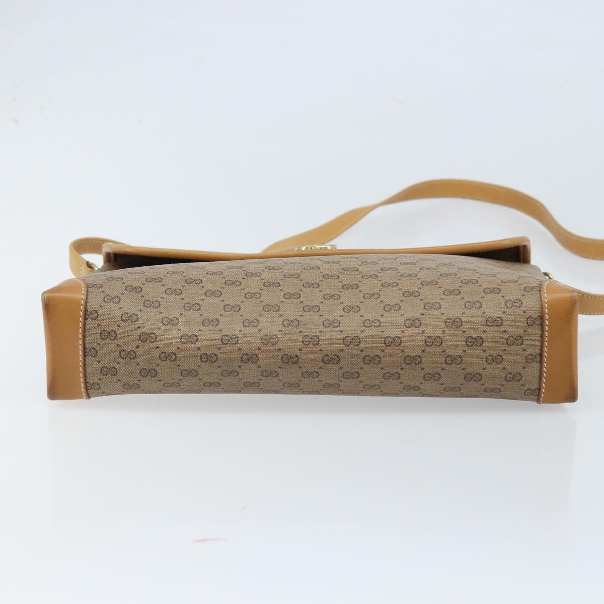 GUCCI Micro GG Supreme Shoulder Bag PVC Beige Gold Auth 173871