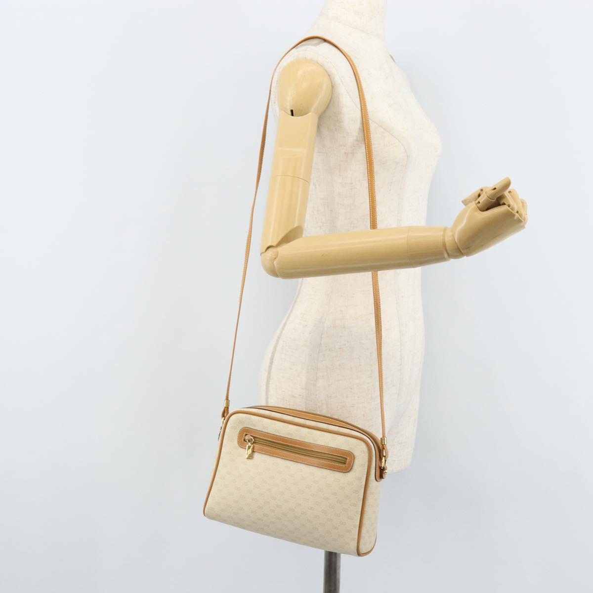 GUCCI Micro GG Supreme Shoulder Bag PVC White Gold 007 39 0014 Auth 173875