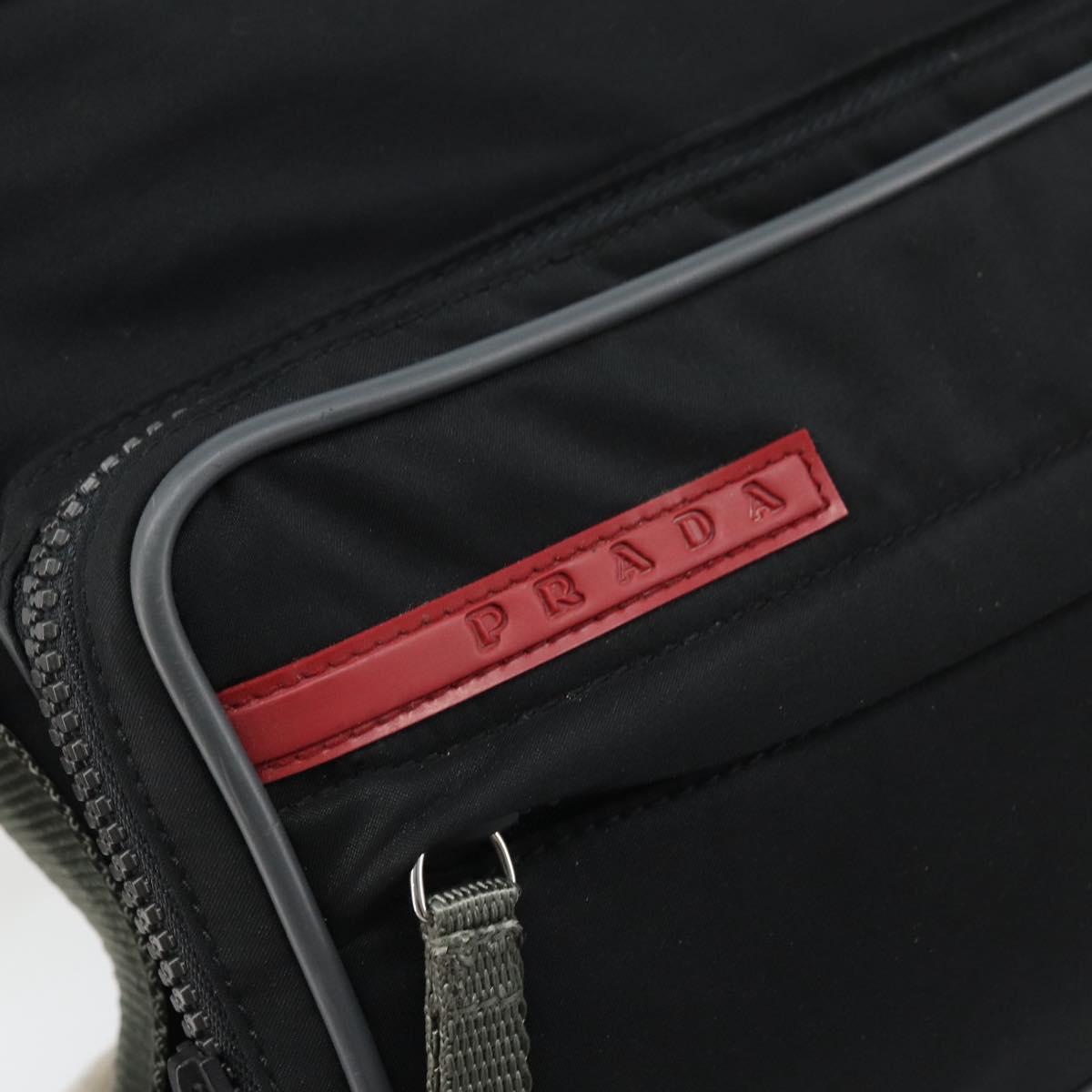PRADA Sports Shoulder Bag Nylon Black Silver Auth 173877