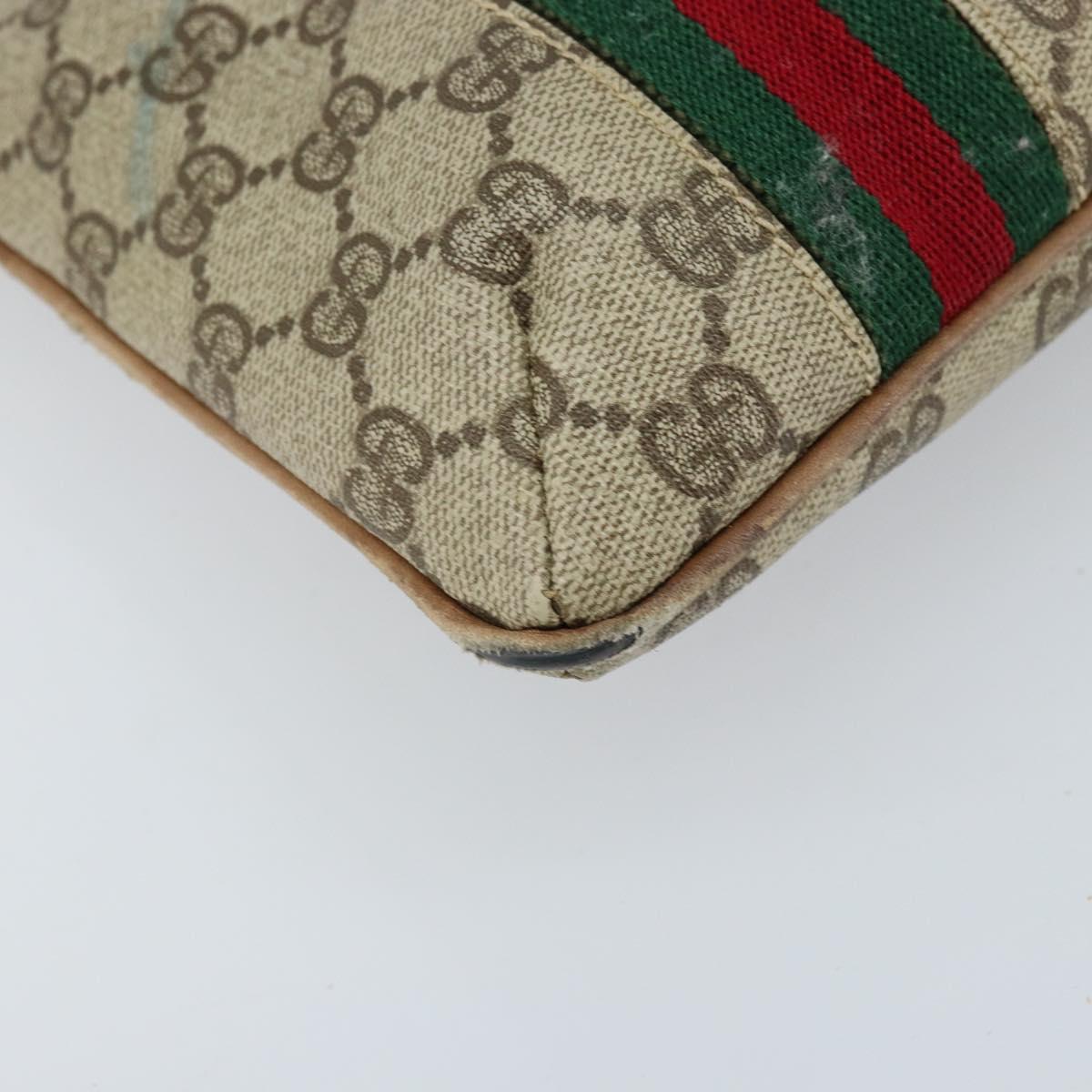 GUCCI GG Supreme Web Sherry Line Tote Bag PVC Beige Gold Auth 173878