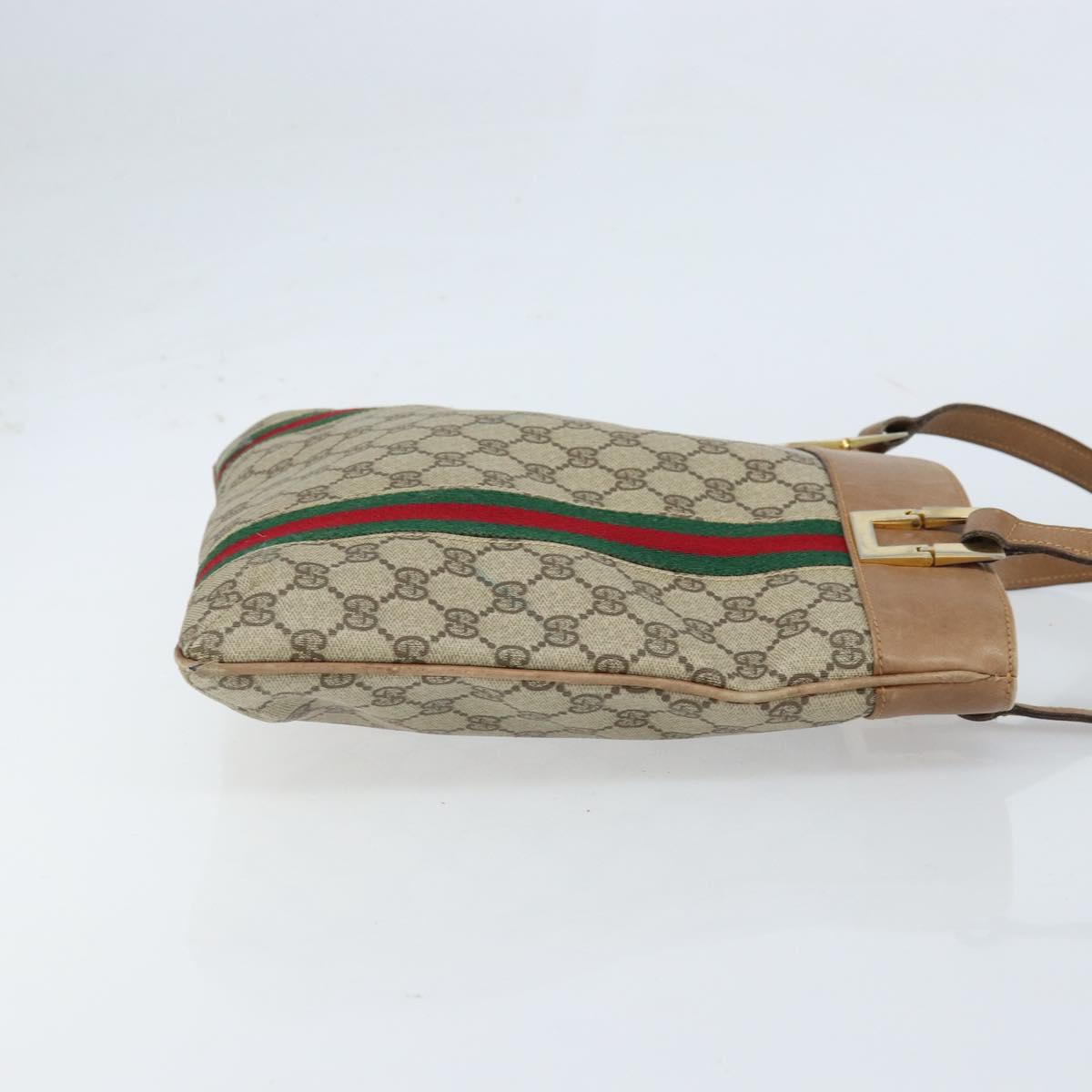 GUCCI GG Supreme Web Sherry Line Tote Bag PVC Beige Gold Auth 173878
