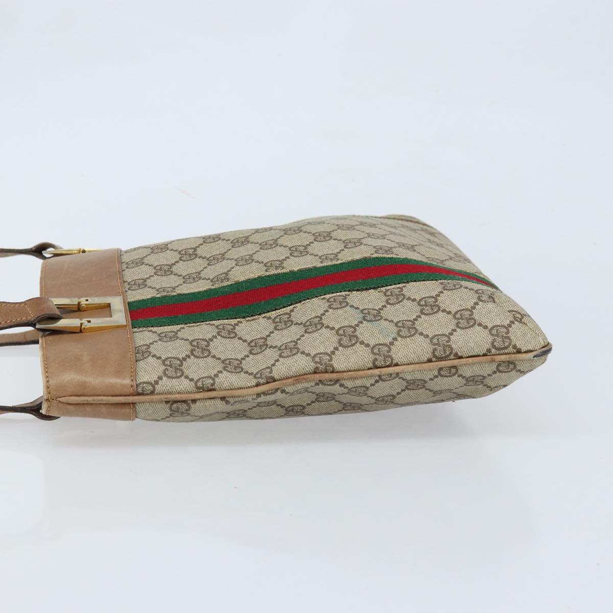 GUCCI GG Supreme Web Sherry Line Tote Bag PVC Beige Gold Auth 173878