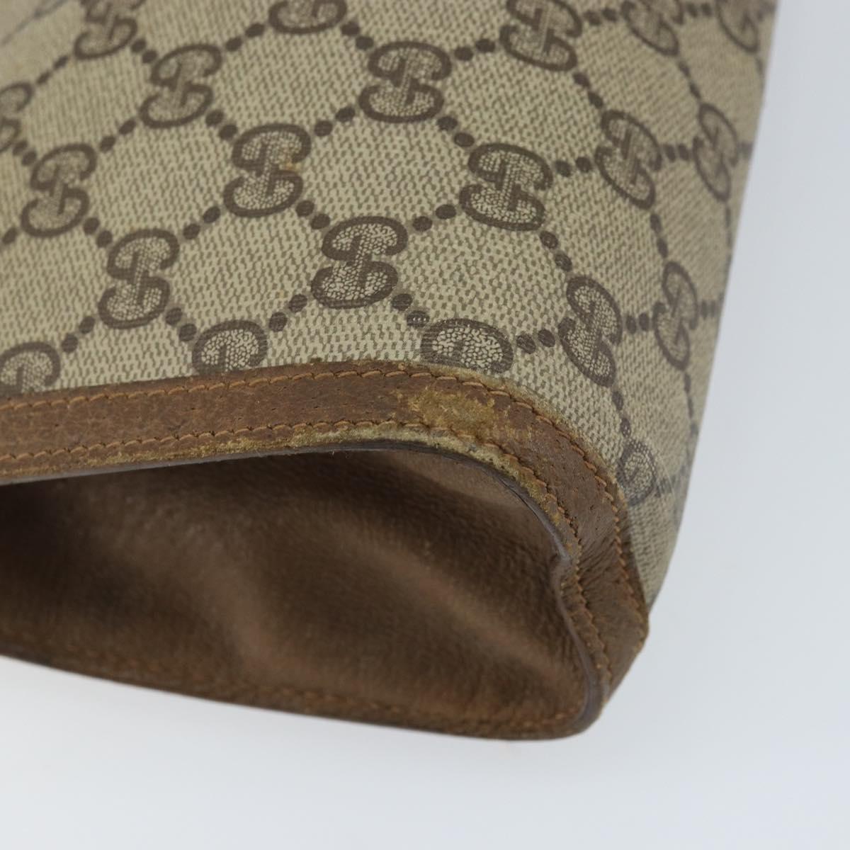 GUCCI GG Supreme Web Sherry Line Clutch Bag PVC Beige Gold 89 01 033 Auth 173882