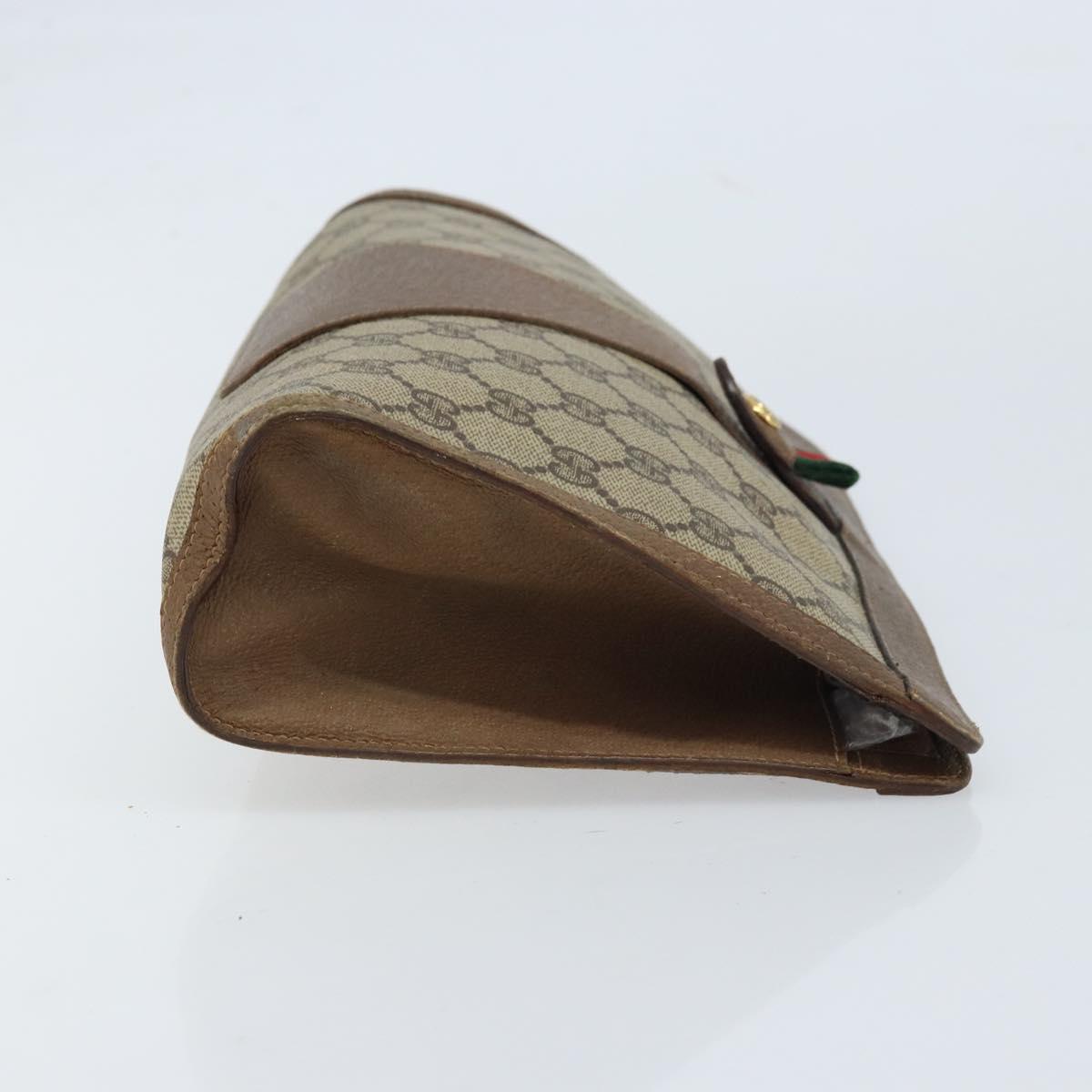 GUCCI GG Supreme Web Sherry Line Clutch Bag PVC Beige Gold 89 01 033 Auth 173882