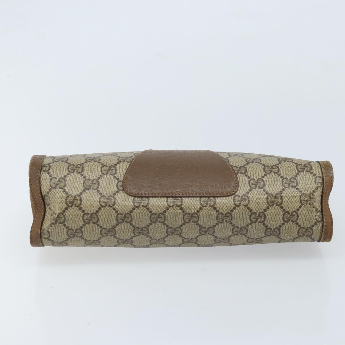GUCCI GG Supreme Web Sherry Line Clutch Bag PVC Beige Gold 89 01 033 Auth 173882