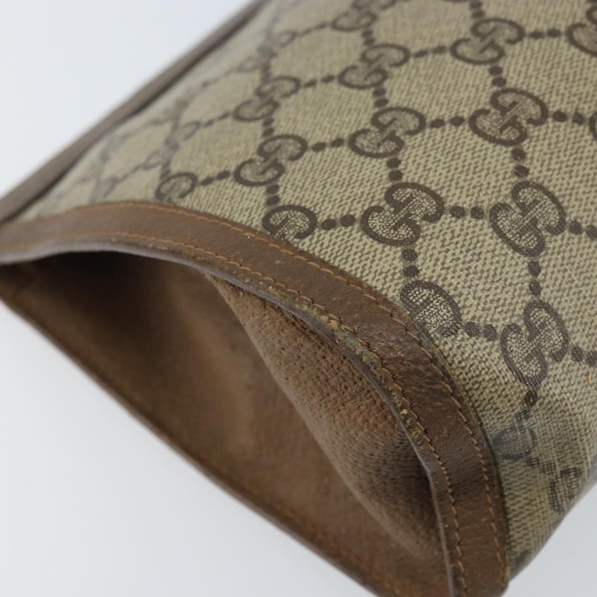 GUCCI GG Supreme Web Sherry Line Clutch Bag PVC Beige Gold 89 01 033 Auth 173882