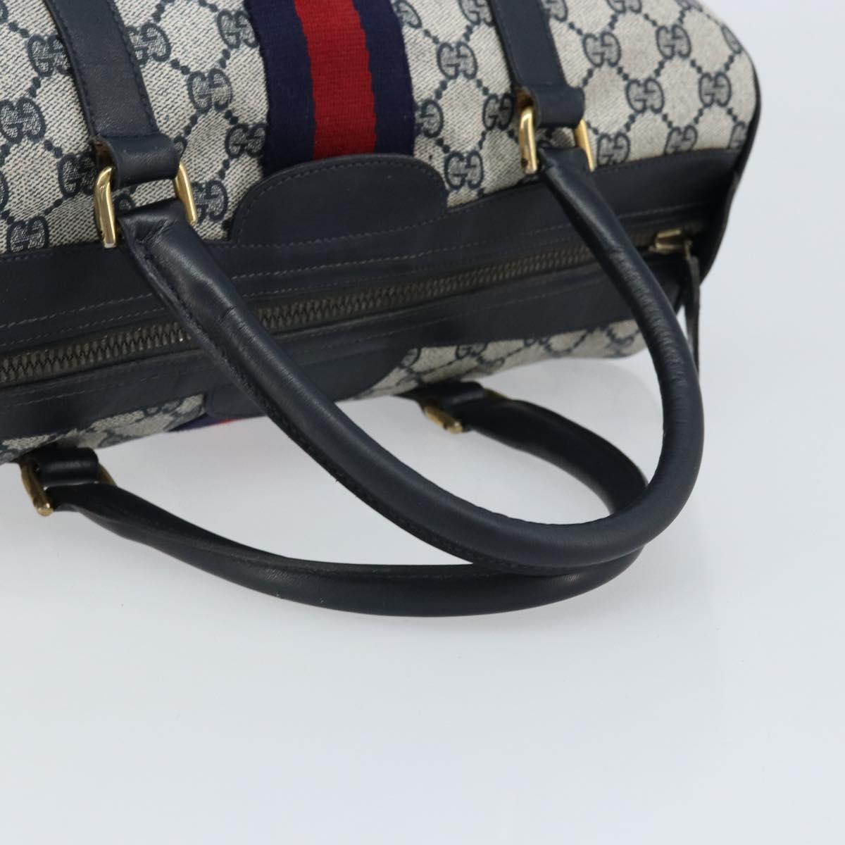 GUCCI GG Supreme Sherry Line Hand Bag PVC Navy Red Auth 173883
