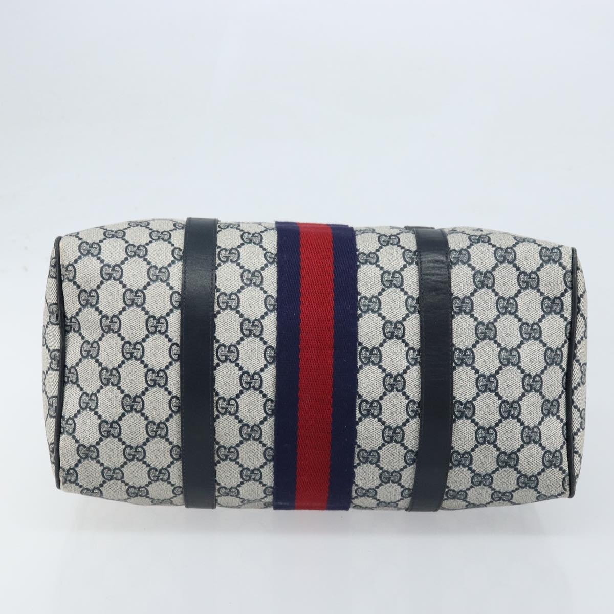 GUCCI GG Supreme Sherry Line Hand Bag PVC Navy Red Auth 173883