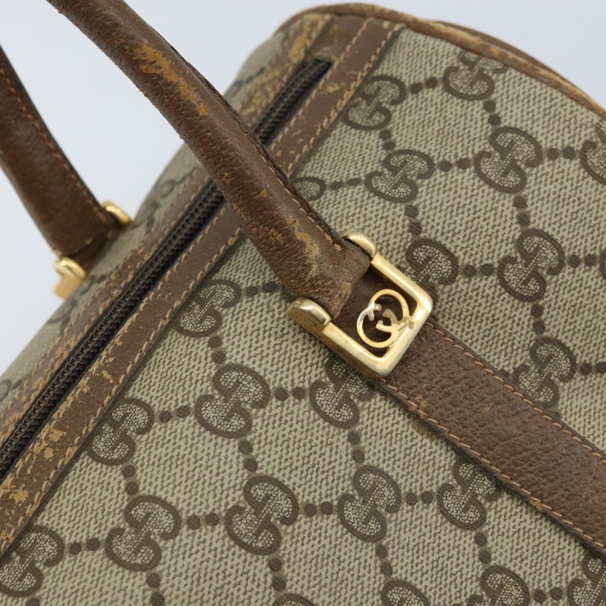 GUCCI GG Supreme Hand Bag PVC Beige Gold Auth 173885
