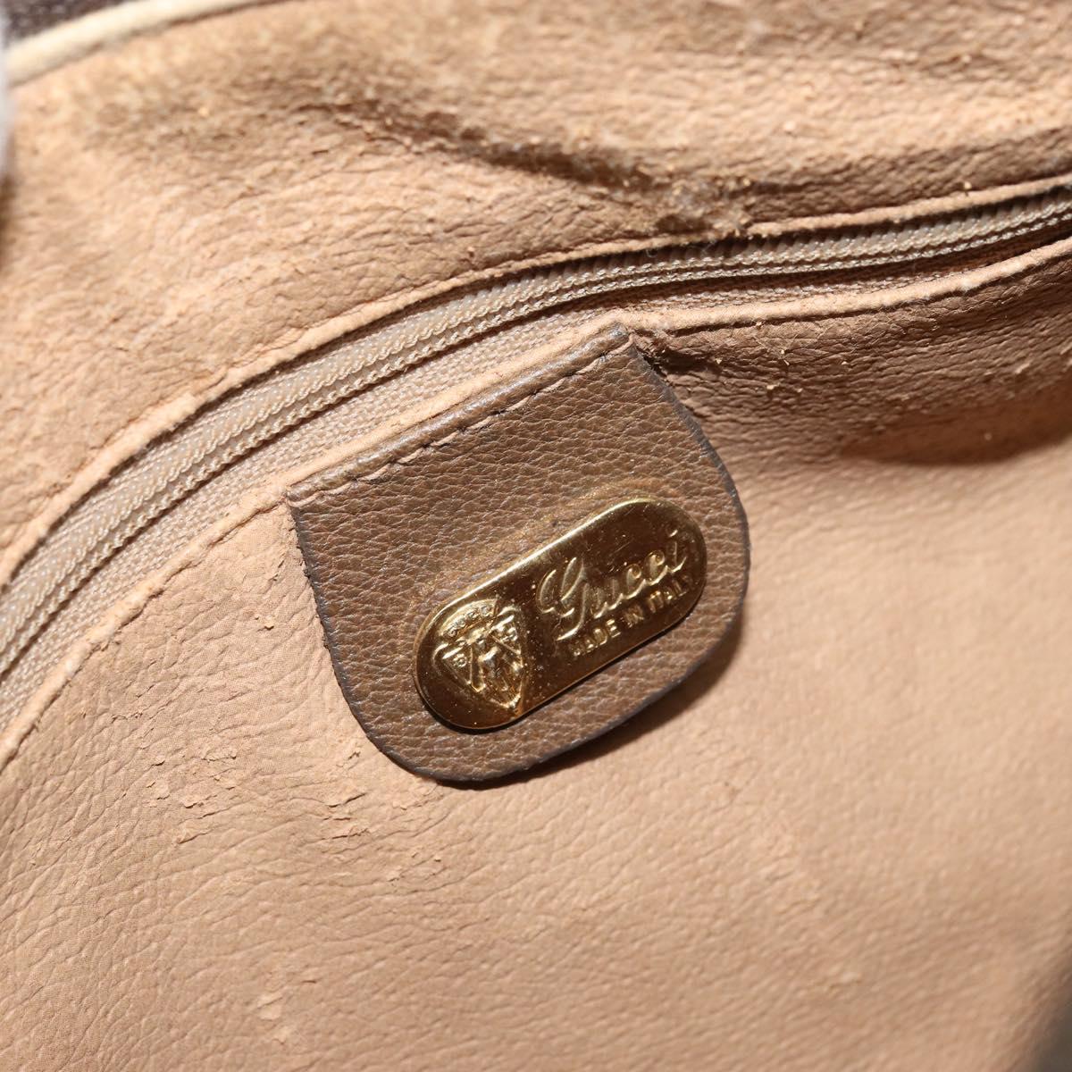 GUCCI GG Supreme Hand Bag PVC Beige Gold Auth 173885