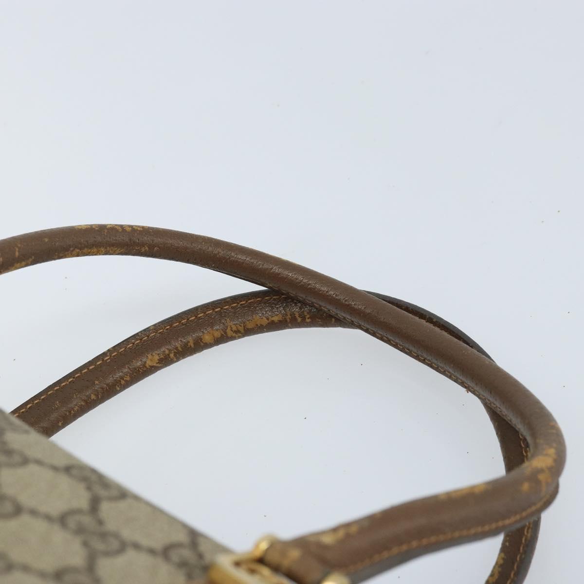 GUCCI GG Supreme Hand Bag PVC Beige Gold Auth 173885