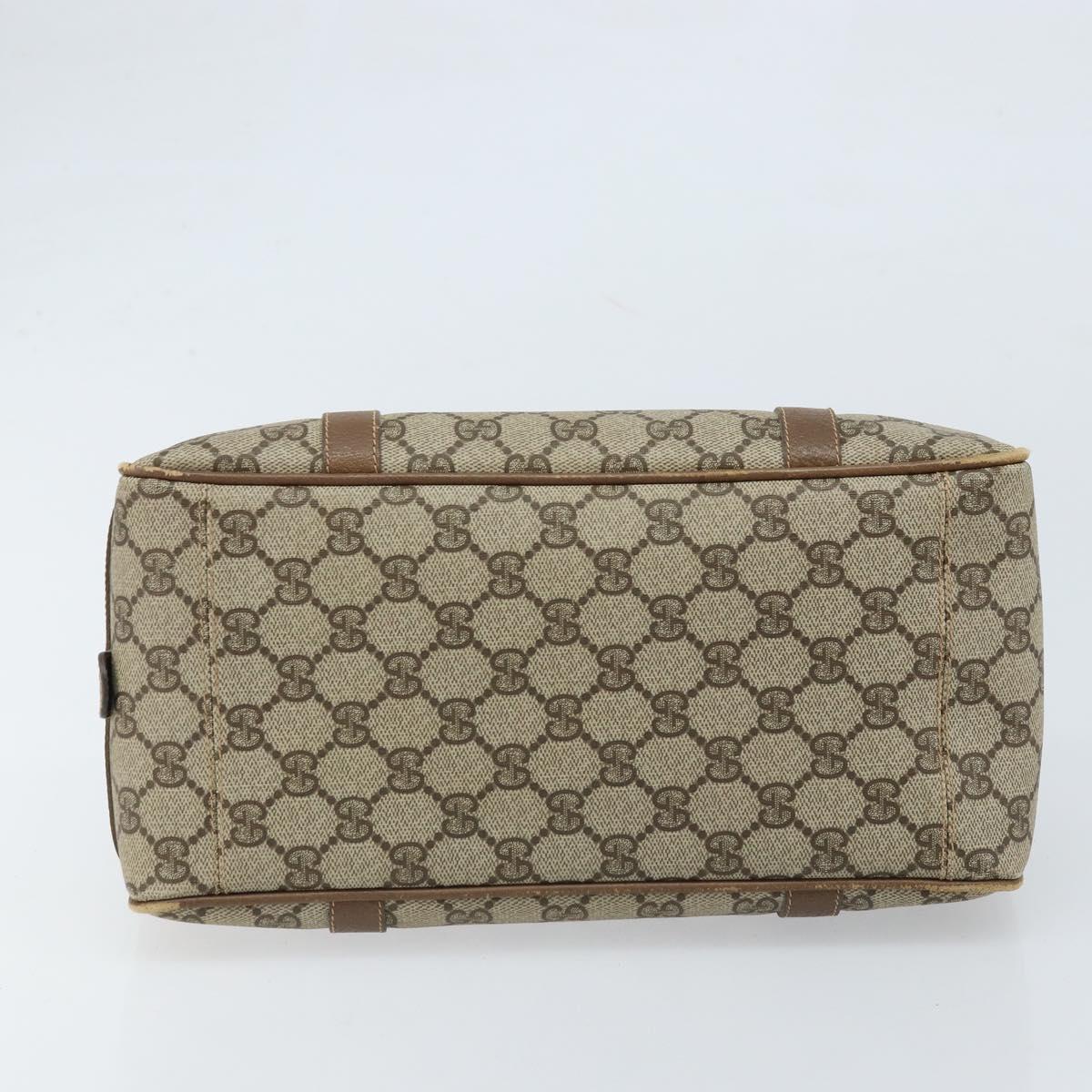 GUCCI GG Supreme Hand Bag PVC Beige Gold Auth 173885