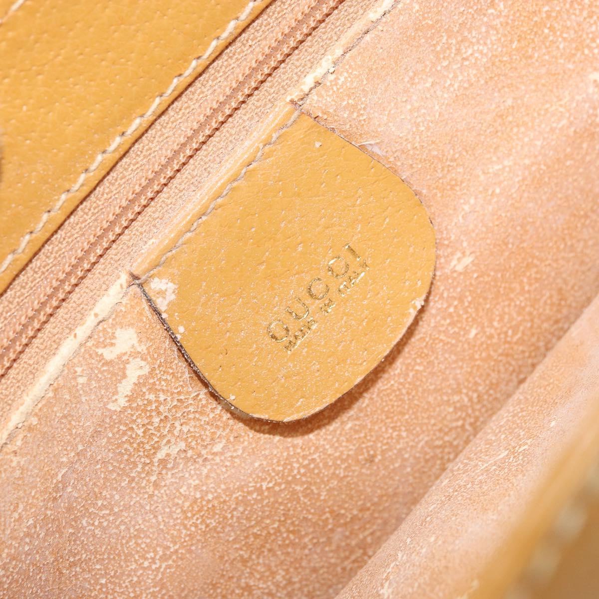 GUCCI Hand Bag Leather 2way Beige Gold Auth 173886