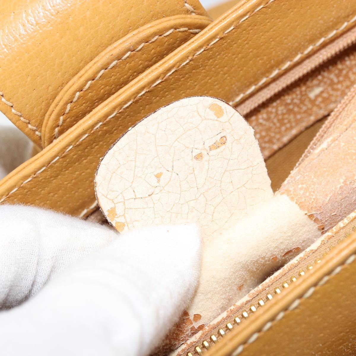 GUCCI Hand Bag Leather 2way Beige Gold Auth 173886